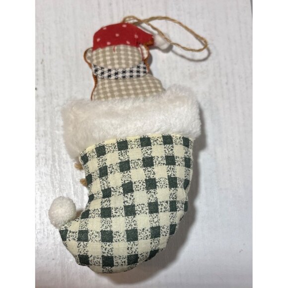 Handcrafted Christmas Ornaments Rustic Fabric Set Of 3 Angel Dove Stocking - Picture 11 of 12